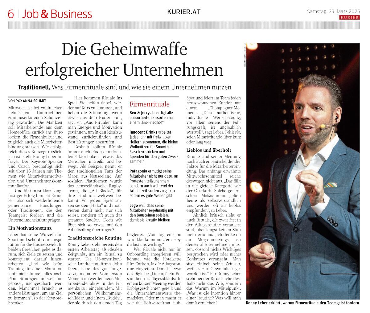 Titelbild im Newsbeitrag nochmal 20250329 Kurier Die Geheimwaffe erfolgreicher Unternehmen