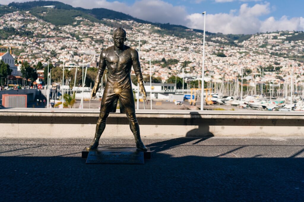 statue Cristiano Ronaldo in madeira, portugal - may 2 2024. High quality photo